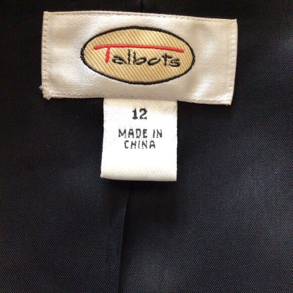 Talbots Black/Pink, Silk Like, Open, Flower Collared Detailed, Lined, Blazer- 12 - Picture 4 of 8